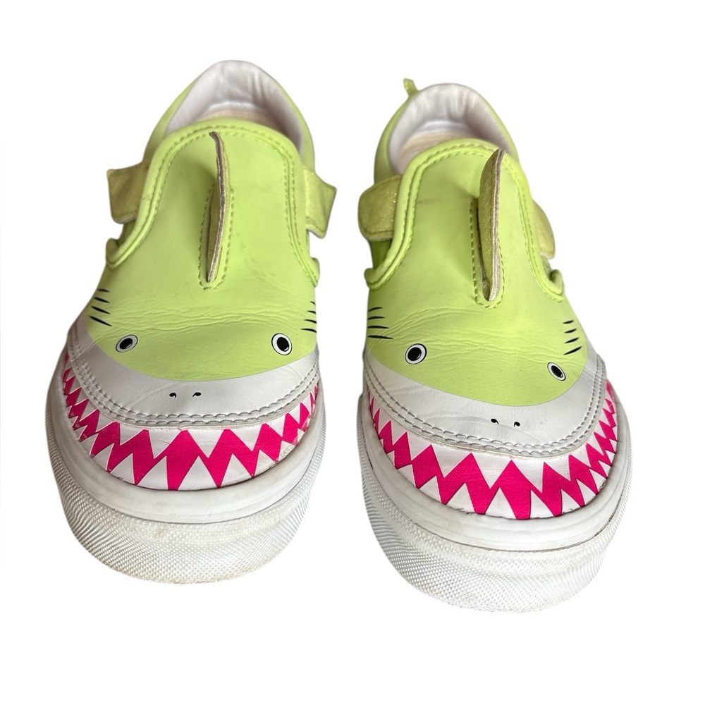Vans Slip-On V Low Tops Casual Skateboarding Shoes Neon Green & Pink, Size 3 - Picture 5 of 8
